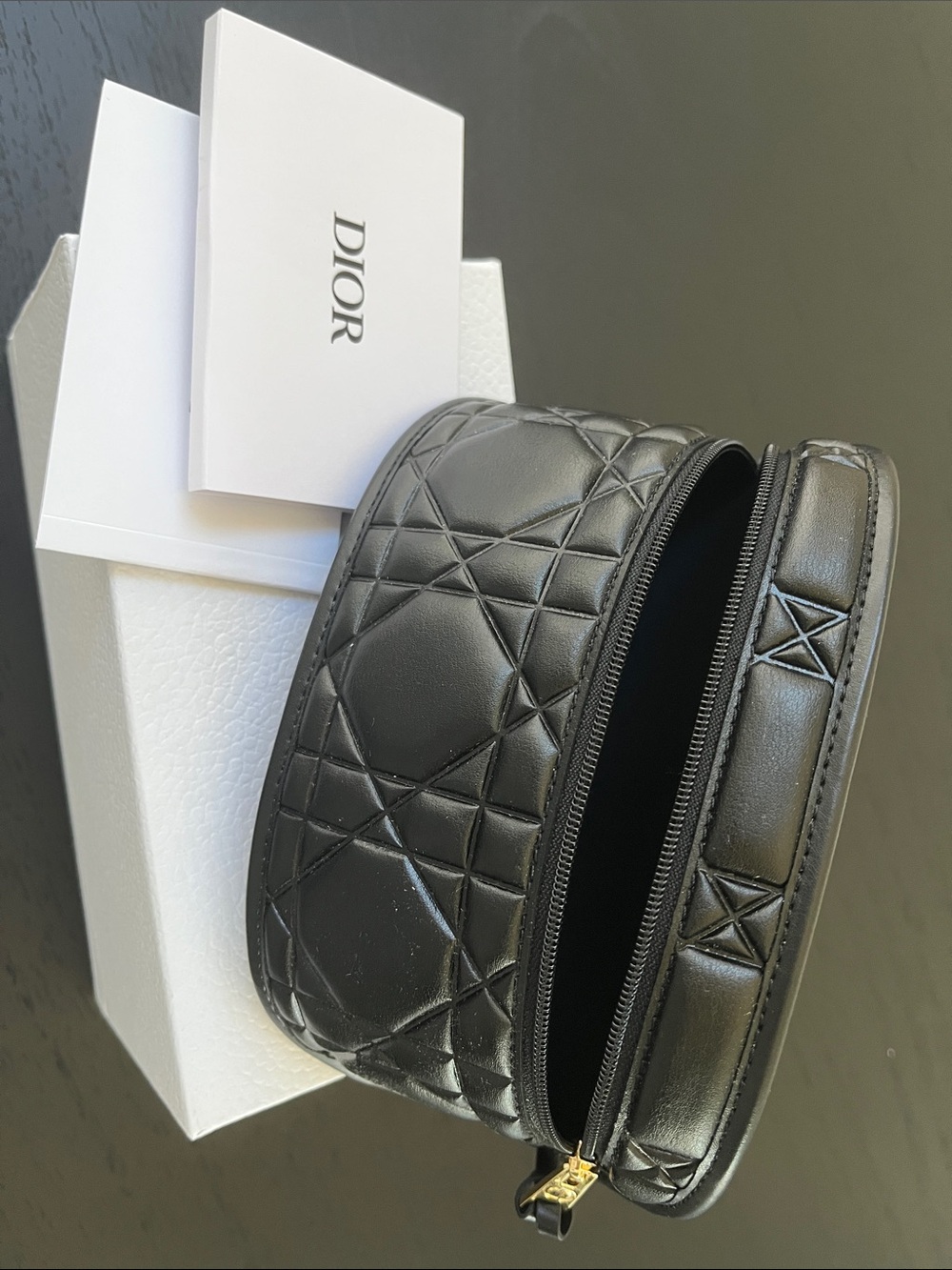 Dior Black Quilted Leather Eyewear Case